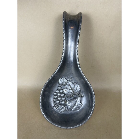 Lenox Other - Vintage Lenox Pewter Grapes Leaves Design Spoon‎ Rest Holder 8 1/4” Long